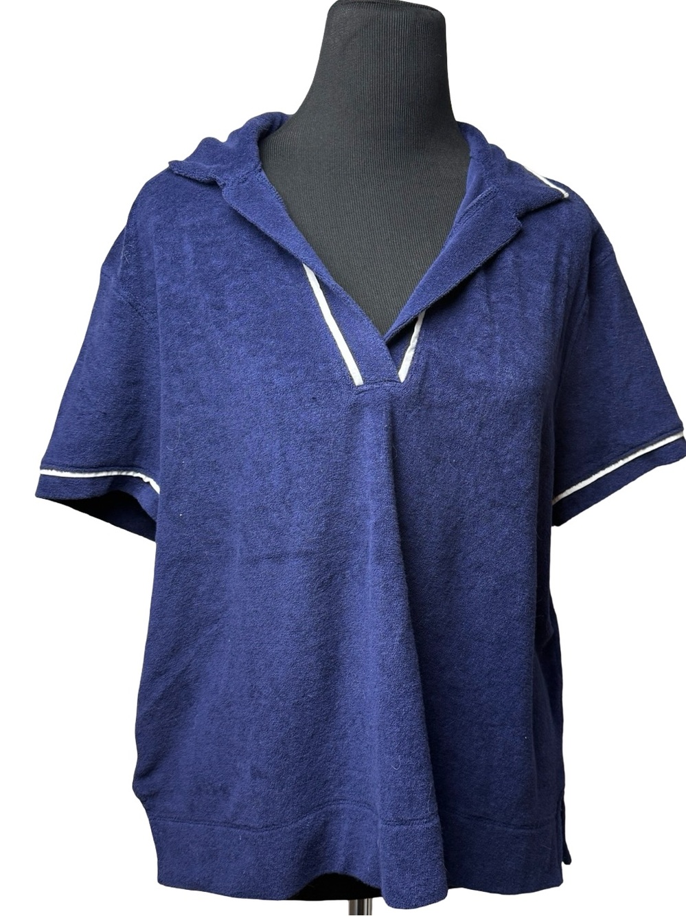 Vineyard Vines Top Terry Cloth Short Sleeve Polo Sweater Preppy Blue sz XL Beach
